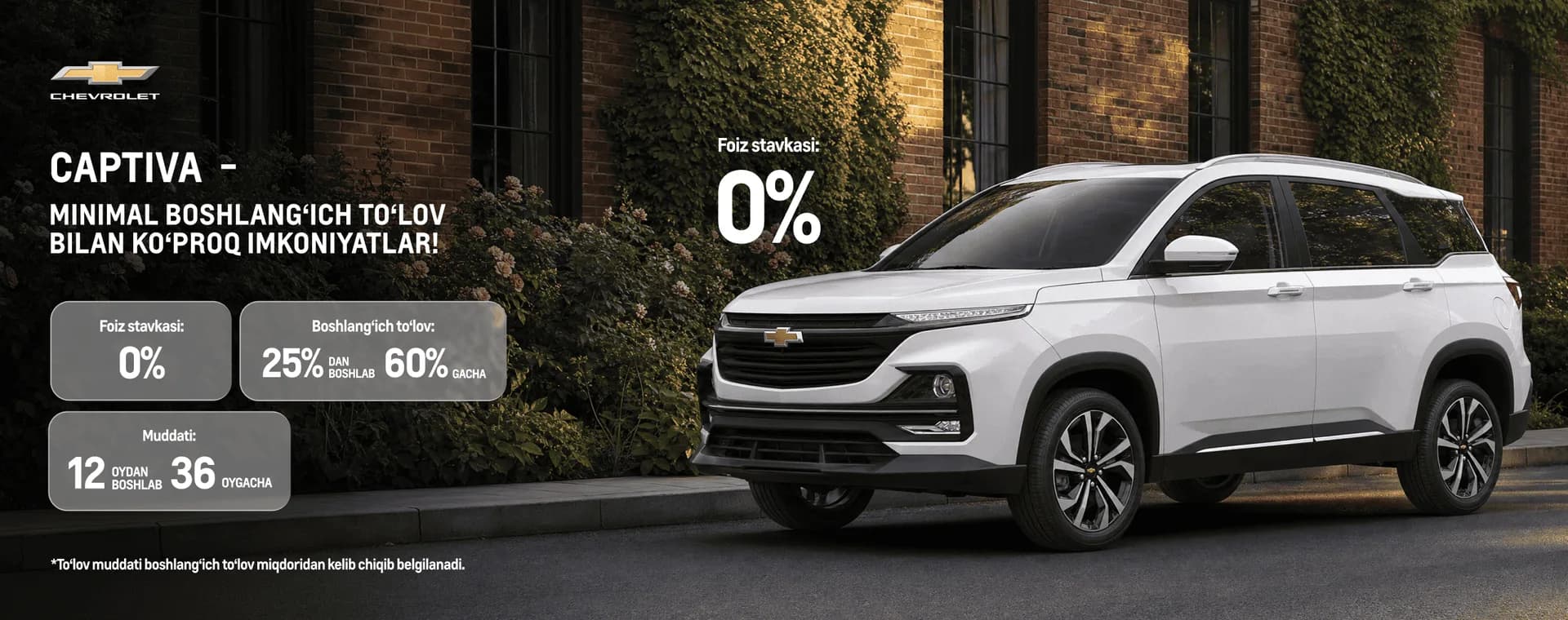 Chevrolet Captiva xaridi uchun afzal takliflar bir joyda!